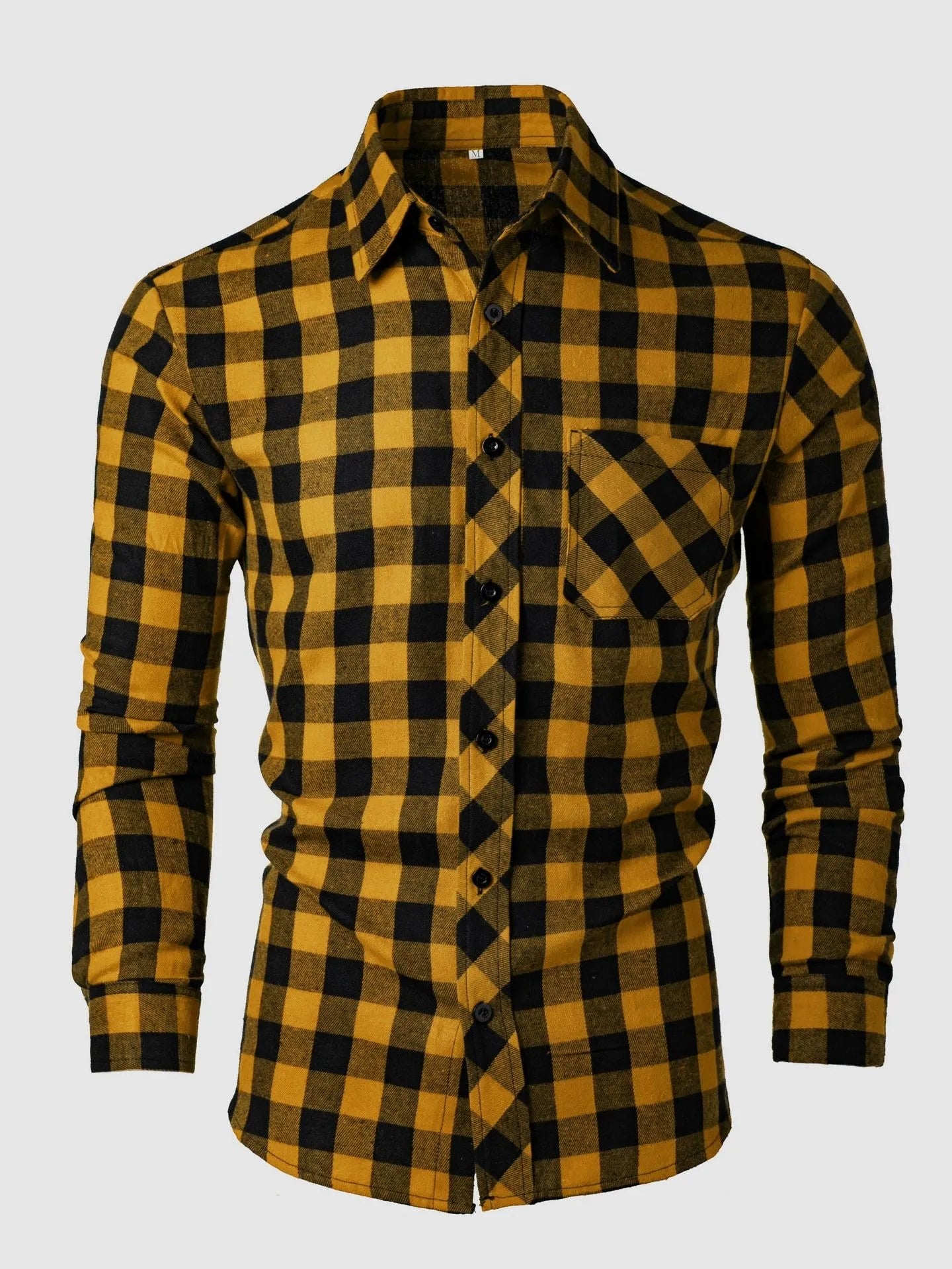 Camisa a cuadros con solapa de manga larga para ocio nueva primavera y otoño para hombre