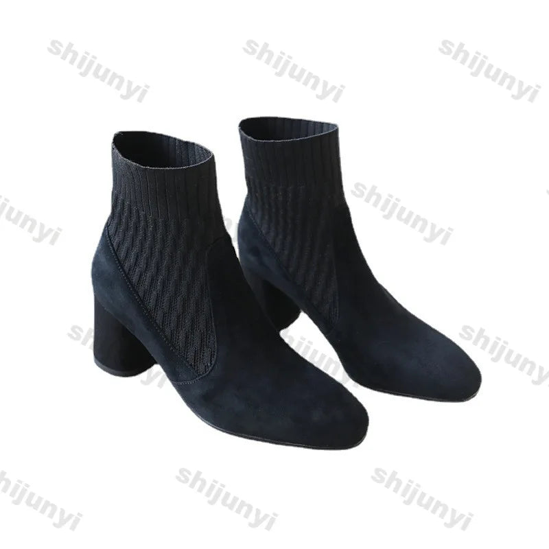 Zapatos De plataforma sin cordones para Mujer, botas informales ligeras con tacón De tobillo, invierno, 2025