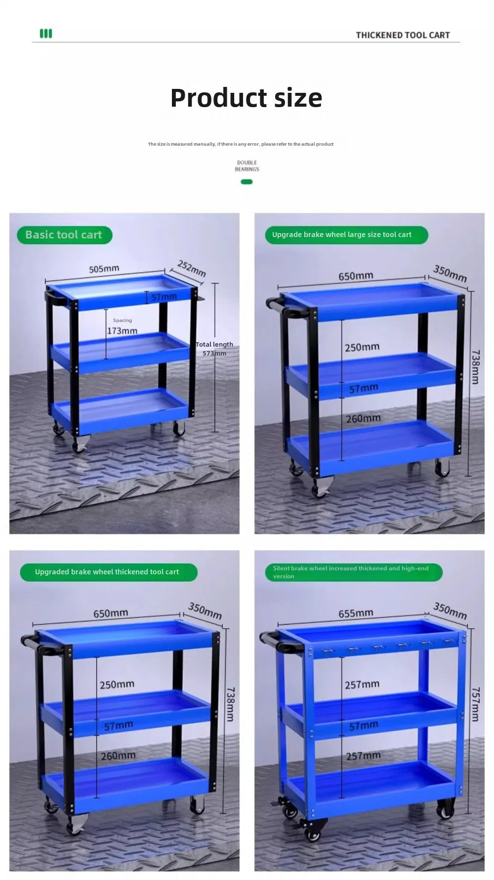 BaoLian-carro de herramientas de taller mecánico, carrito de herramientas con ruedas de freno, caja de herramientas, organizador de gabinete, soporte, estantes de banco de trabajo de garaje