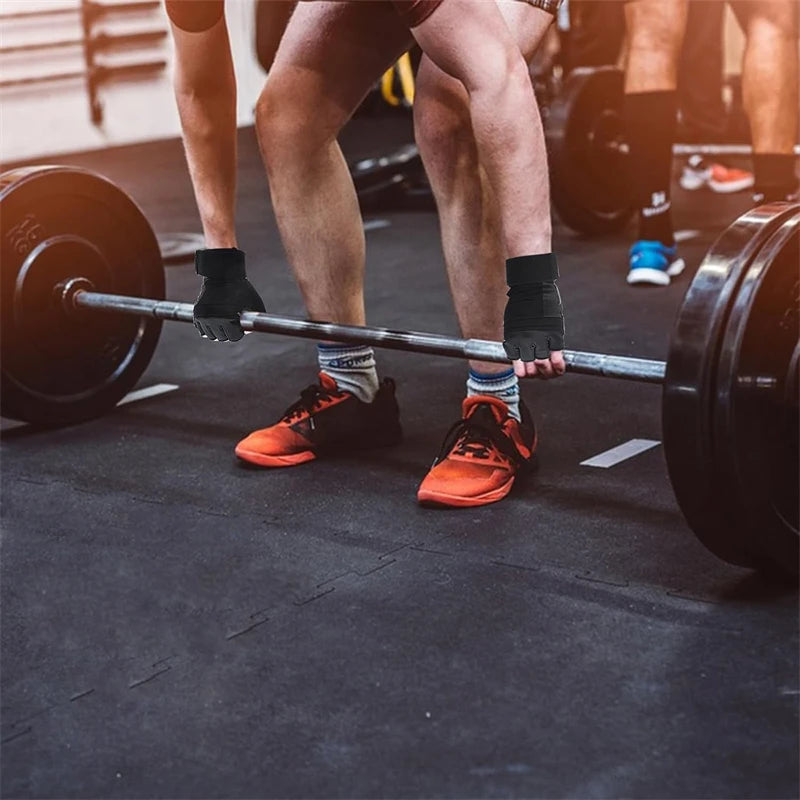 Guantes de Fitness levantamiento de pesas mancuernas culturismo Crossfit Pull Ups entrenamiento guantes de gimnasio para hombre