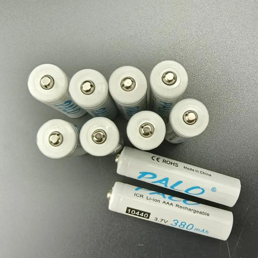 PALO 3,7 V 10440 batería 380mAh botón superior 10440 batería de litio recargable AAA baterías de iones de litio recargables con caja AAA