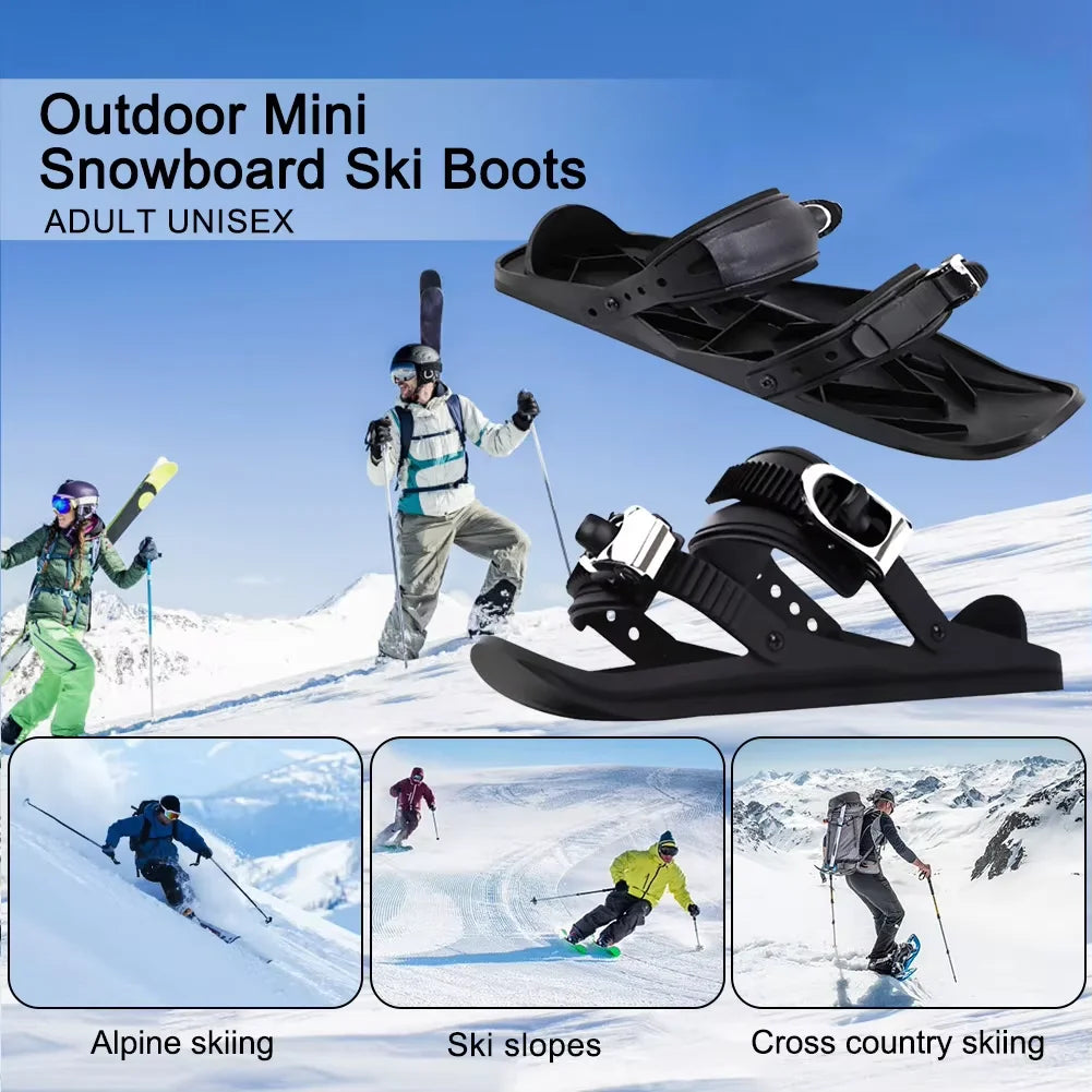Mini esquís palas de nieve para esquís de nieve para zapatos de invierno patines cortos palas de nieve Skiboards zapatos de esquí portátiles y ligeros deporte al aire libre