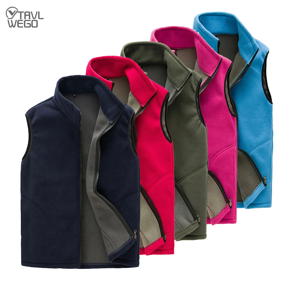 TRVLWEGO-Chaleco de forro polar para hombre y mujer, chaquetas de Trekking para deportes al aire libre, vestidor sin mangas para acampar, ropa de concha suave, Invierno