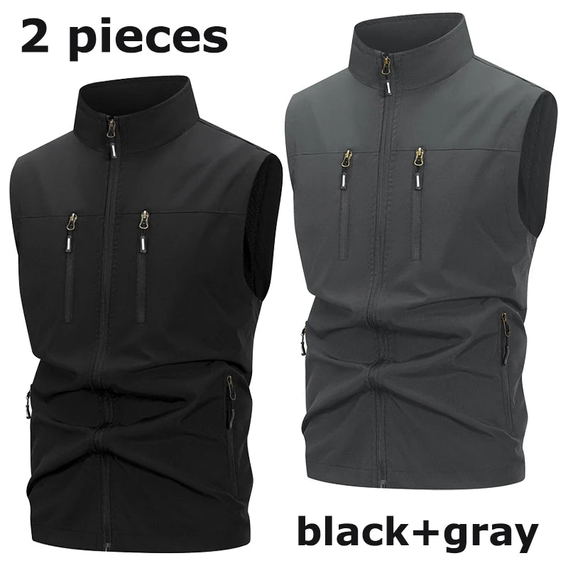 Chaleco Softshell ligero para hombre con bolsillos con cremallera, chaqueta sin mangas a prueba de viento para senderismo, Golf, prendas de vestir al aire libre, cortavientos