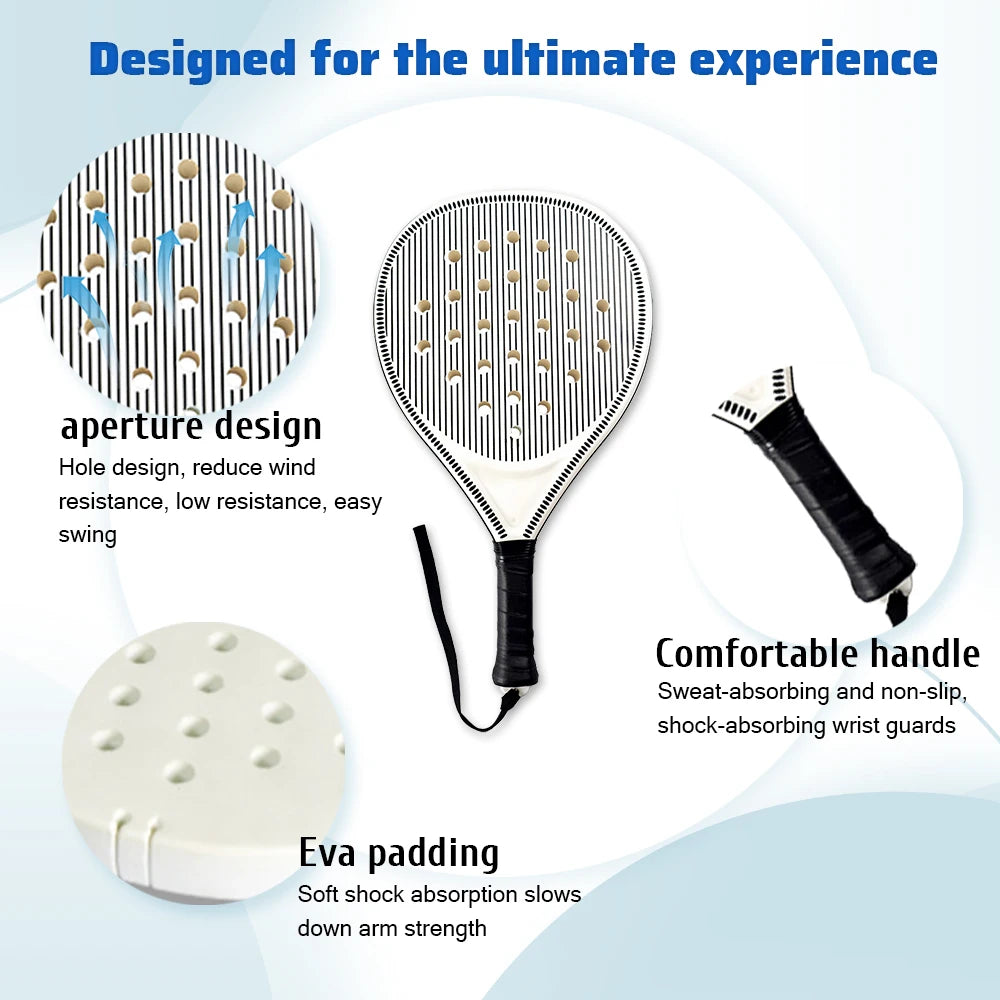 Raqueta de tenis |   Raqueta de padel, hecha de material de fibra de carbono ultraligero, con fuerte elasticidad y buena calidad