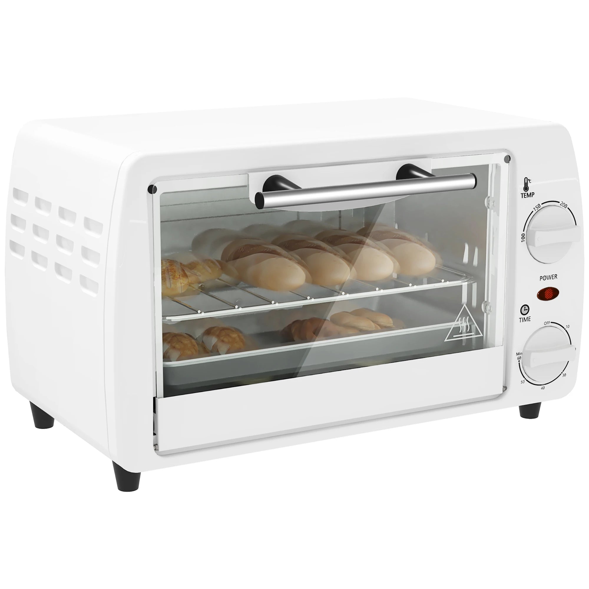 HOMCOM Horno Eléctrico Sobremesa 10 Litros 750W 36,5x26x22 cm Blanco