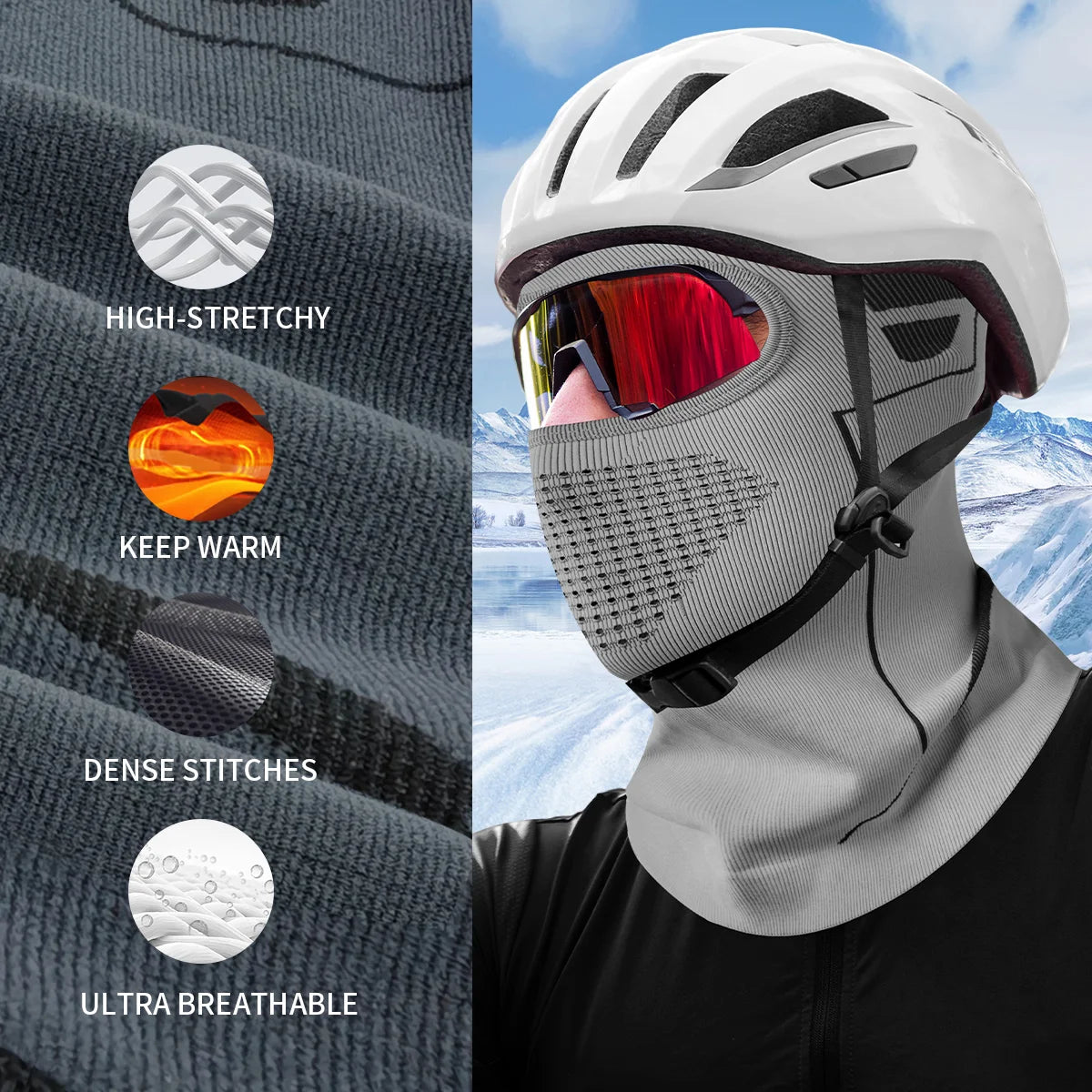 Pasamontañas para motociclismo, máscara de esquí de invierno para hombres y mujeres, pasamontañas de cabeza completa de alta elasticidad debajo del casco para clima frío