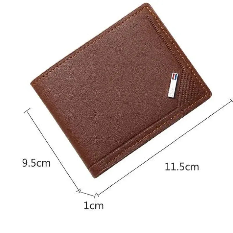 Cartera corta de cuero para hombre, cartera fina, cartera de cuero suave minimalista plegable