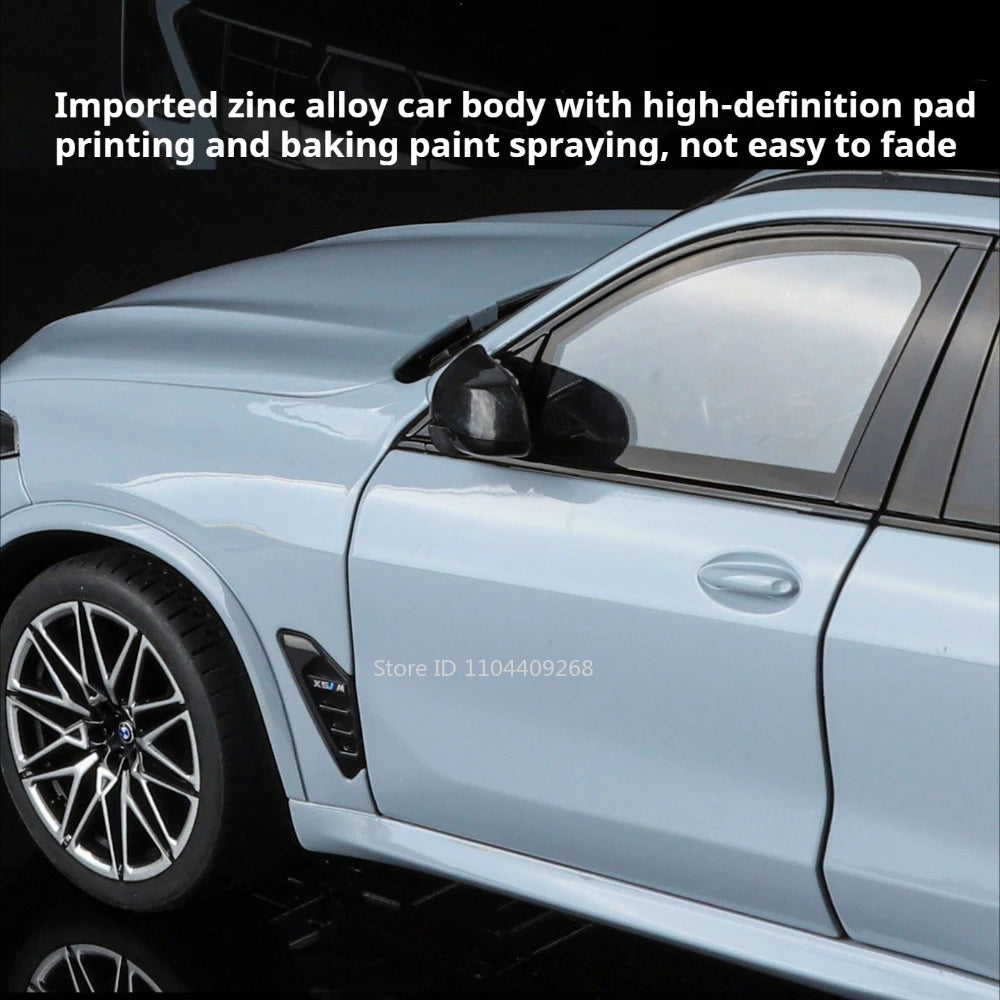 Modelo de coche X5M de gran tamaño 1:18, cuerpo de aleación de juguete, neumáticos de goma, tobogán hacia adelante, absorción de impacto, modelos de vehículos, adornos de escritorio