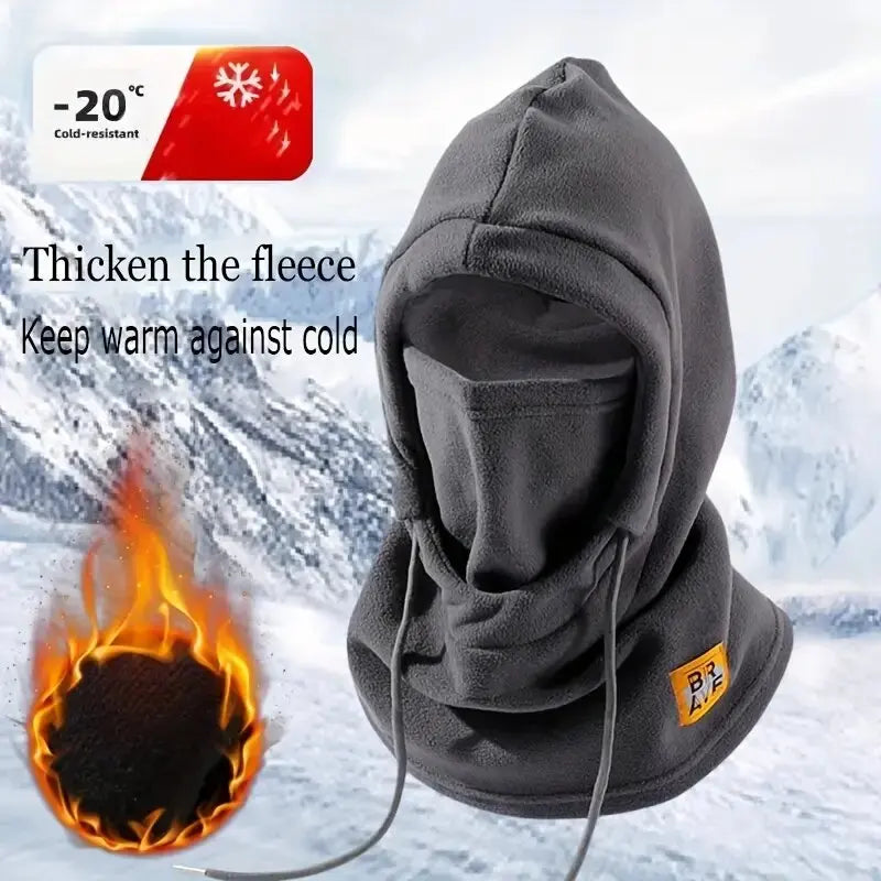 Pasamontañas de invierno unisex con capucha de punto, máscara a prueba de viento con cordón, gorro de motociclismo, gorro de punto cálido para clima frío