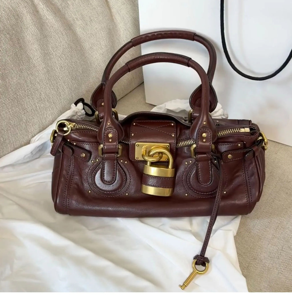 Bolso con Cabeza de Candado Retro, Bolso con Almohada con Remaches, Bolso de Chica Estilo Millennium, Bolso Cruzado para Ir al Trabajo