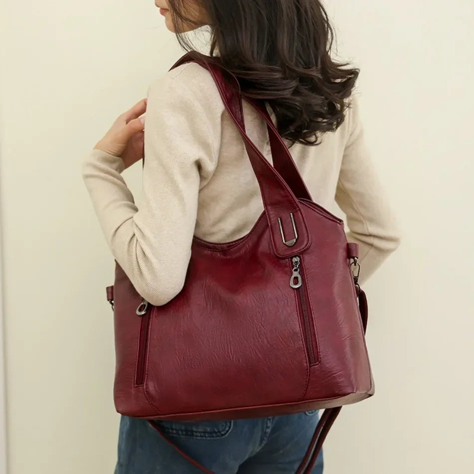 Bolsos de mano de Color sólido a la moda para mujer, bolso de mano de cuero suave, bolsos cruzados grandes informales para mujer, nuevas bolsas de mensajero de hombro
