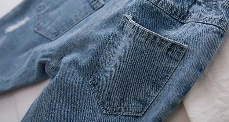 Pantalones vaqueros informales rasgados para niños, ropa de otoño para niñas pequeñas, pantalones bombachos holgados para bebés de 2, 3, 4 y 5 años