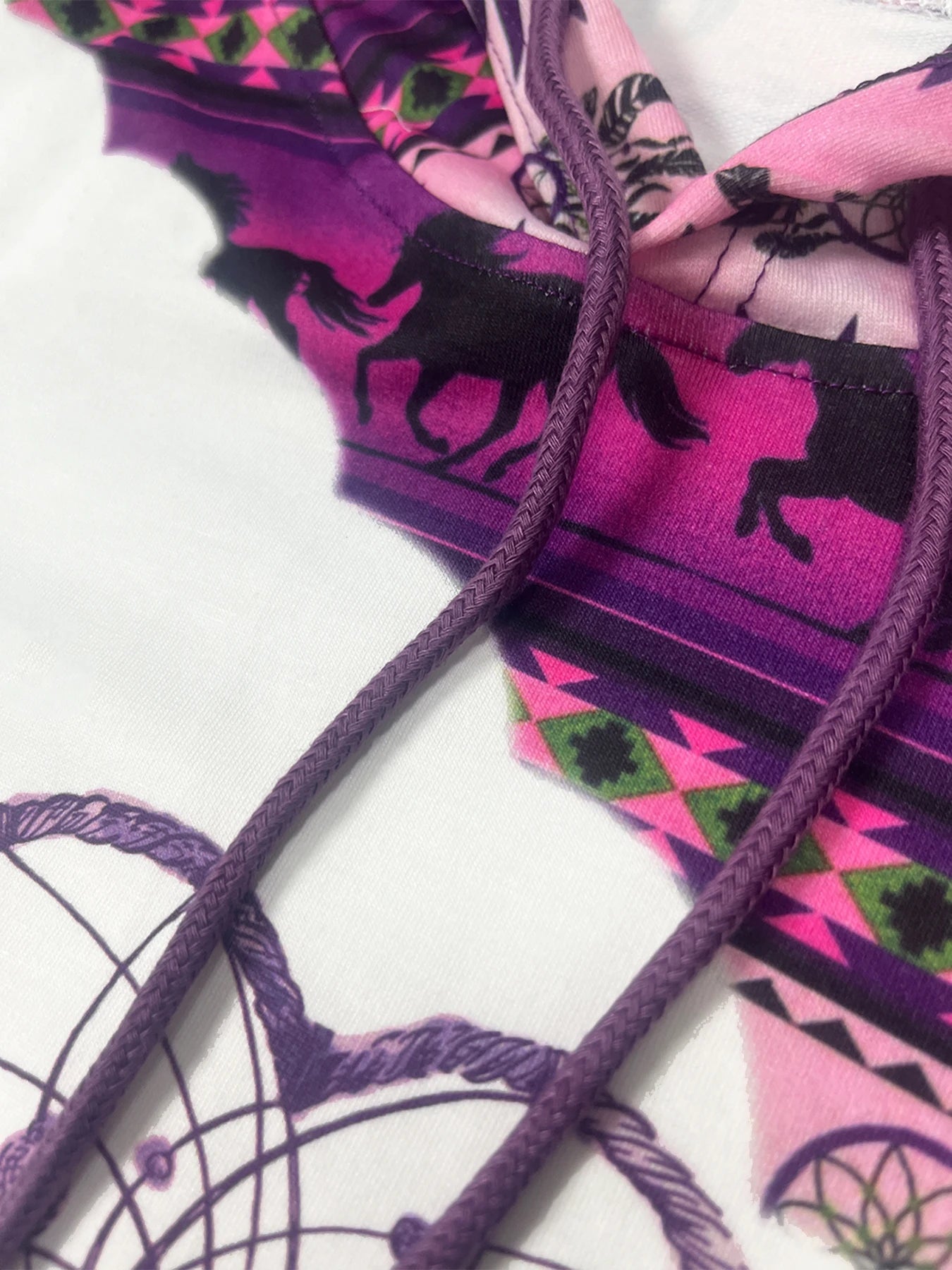 Sudadera con capucha de cuello redondo para mujer, informal, a la moda, estilo étnico occidental, estampado retro, top con capucha para mujer