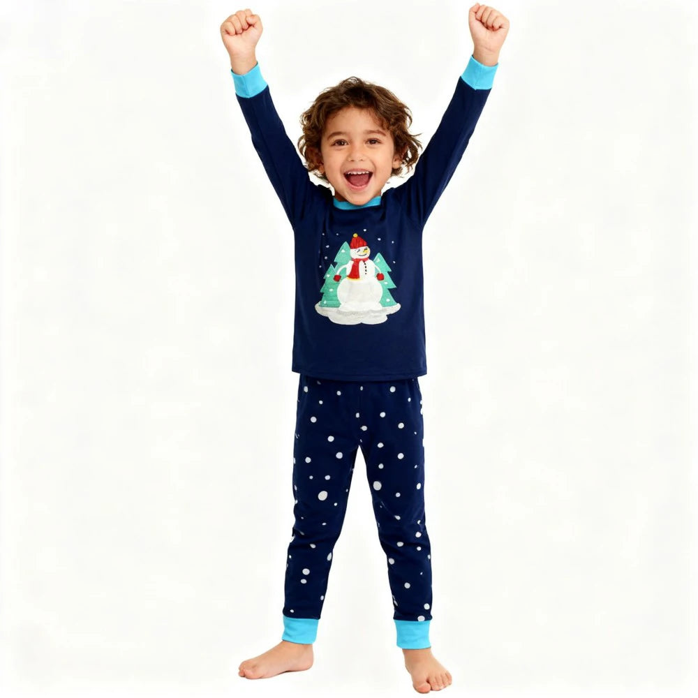 Pijamas de Navidad para niños y niñas, conjuntos de manga larga, ropa de dormir de pingüino y muñeco de nieve para bebés, Pijamas para niños con motivos de copo de nieve