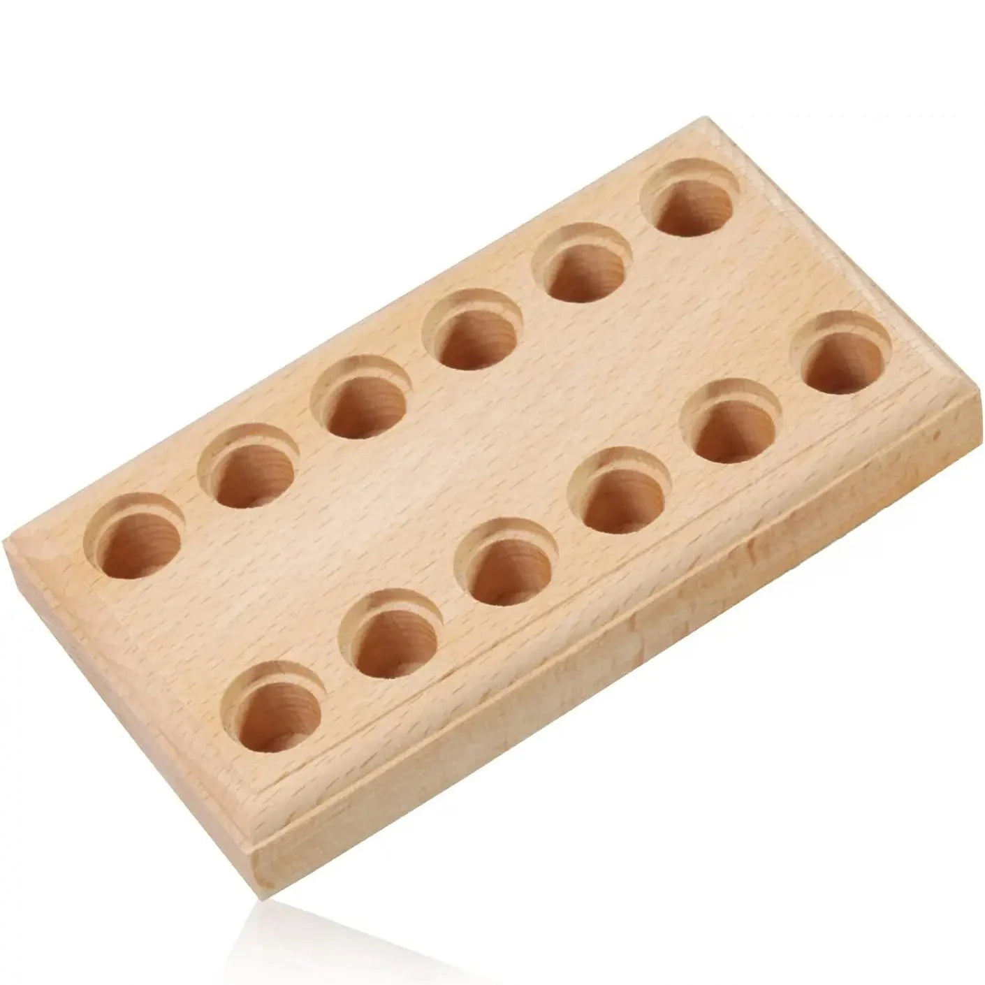 Estante organizador de alicates de madera dura con 12 agujeros, almacenamiento compacto para 6 alicates, soporte para herramientas de joyería, bloque de taller que ahorra espacio