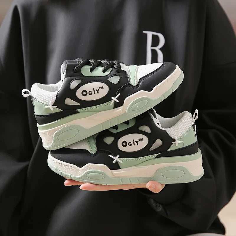 Zapatillas de deporte gruesas para hombre, zapatos de suela suave para correr, informales, de cuero de microfibra, transpirables, con plataforma aumentada de altura