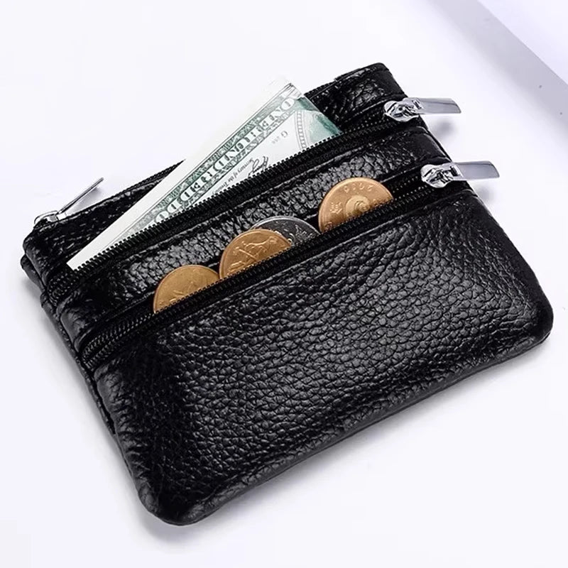 Monedero de cuero PU, bolso pequeño, cartera Unisex con cremallera, monedero, llavero de cuero, bolsa de cambio, Mini billetera para hombres y mujeres