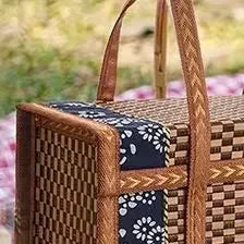 Cesta de frutas tejida de bambú plegable, mango de mano, cesta de comida para compras de frutas, cesta de almacenamiento de alimentos para Picnic para exteriores