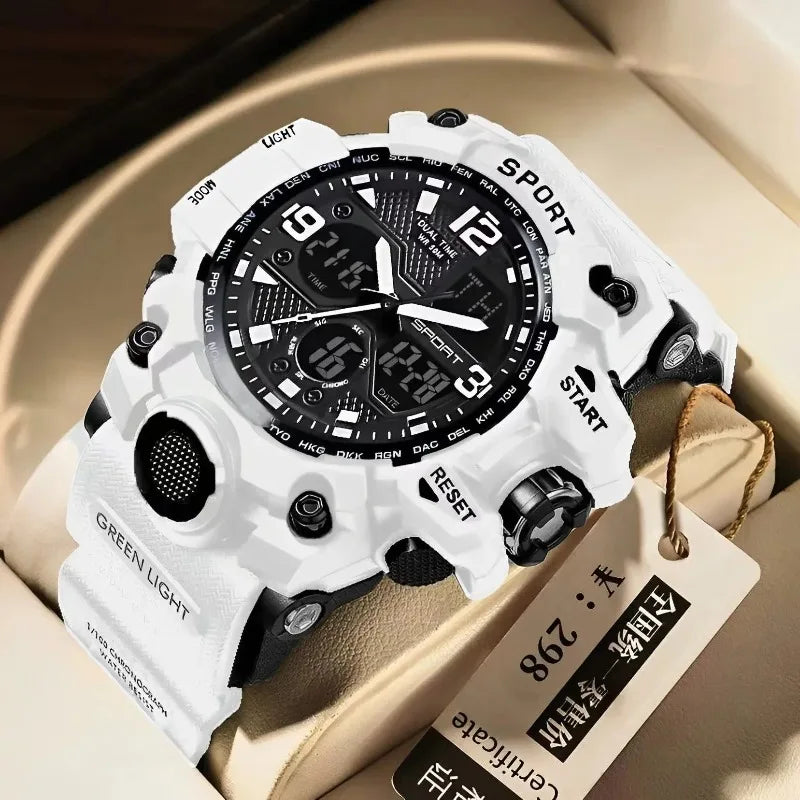 Relógio electrónico masculino adolescente, estudiante do ensino médio, tendência da moda, tecnologia preta, brilho esportivo