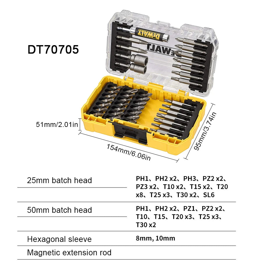 Dewalt-Juego de puntas de destornillador de impacto, 40 piezas, con estuche resistente, compatible con TStak Caddy, juego de brocas, accesorios DT70705