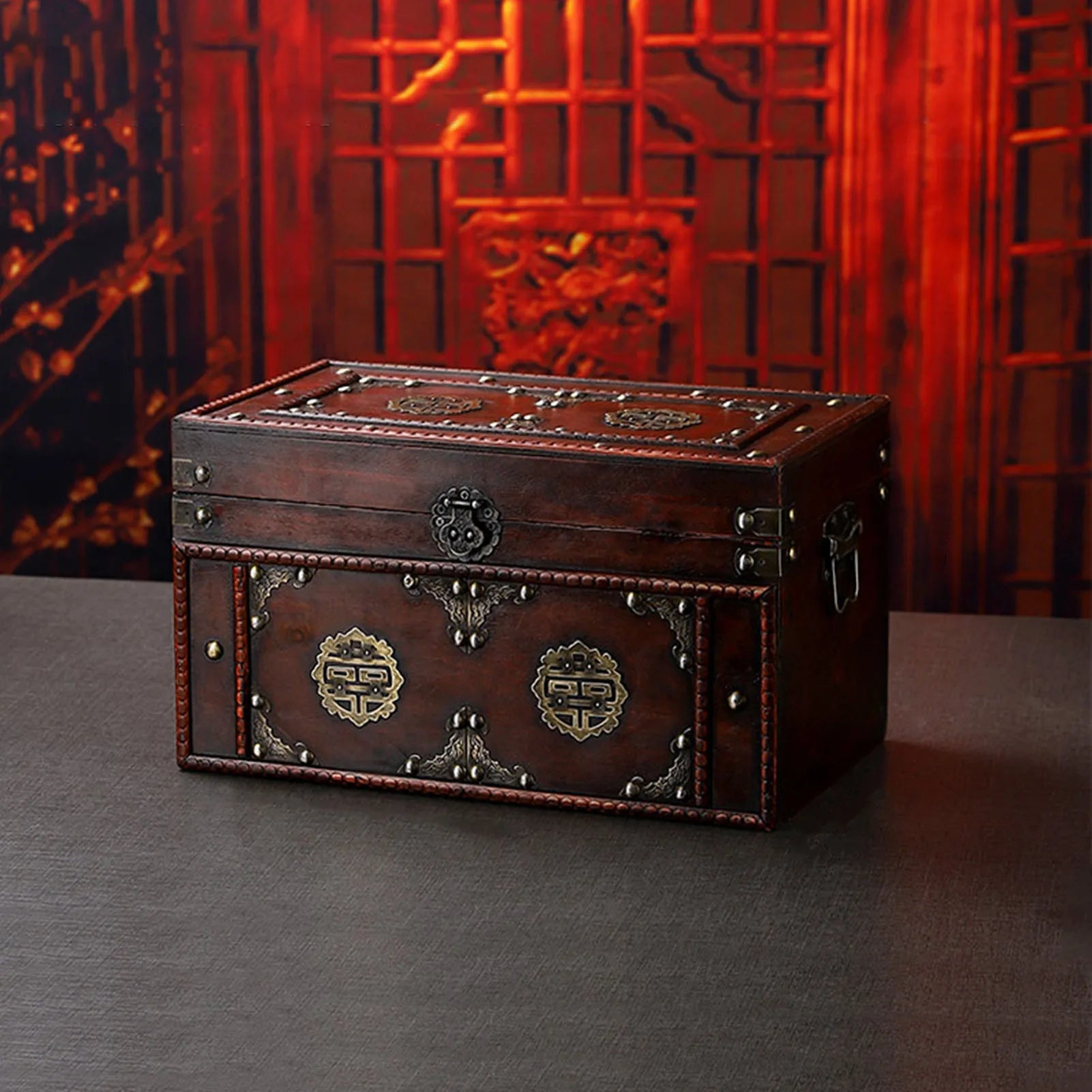 Caja de almacenamiento de joyas, caja de almacenamiento de madera, organizador Vintage, contenedor Retro chino para joyería, libro, decoración del hogar