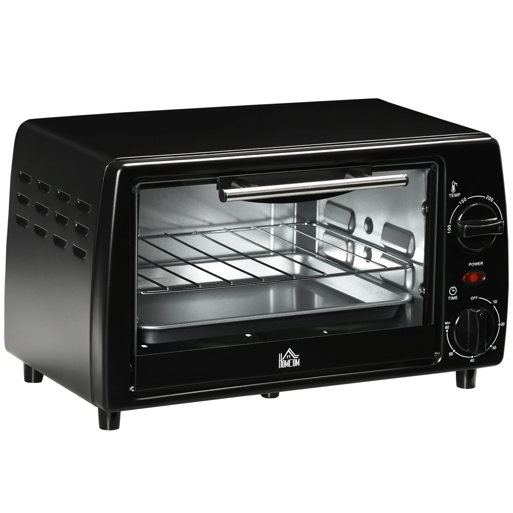 HOMCOM Horno Eléctrico Sobremesa 10 L 750W Temperatura 230 ℃ 36,5x26x22 cm Negro