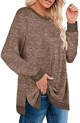 Ropa De Mujer con horquilla dividida Ropa De Mujer Ropas De Mujeres Jersey sudadera color sólido Para Mujer Bluza Damska Ropa 2025