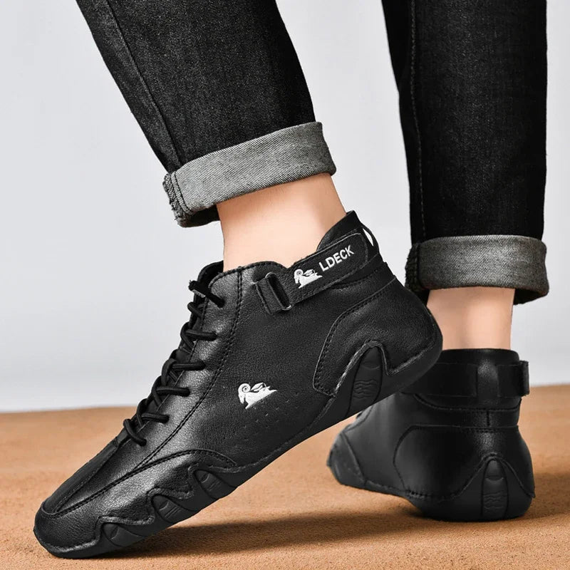Zapatillas de deporte para hombre, zapatos informales vulcanizados de cuero Pu con cordones, ligeros, a la moda, romanas, tenis, novedad, 2023