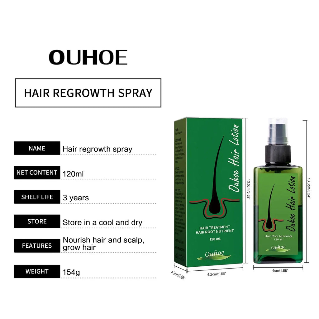 Spray para el crecimiento del cabello, antipérdida de cabello, calvicie, reparación de raíces del cabello, tratamiento del cuero cabelludo dañado, suero líquido espesante, belleza más larga y salud
