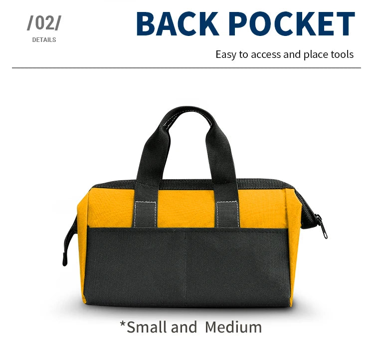 Bolsa de herramientas para hombres, bolsa de herramientas resistente, bolsa de boca ancha para varios instrumentos, electricista carpintero mecánico (amarillo)