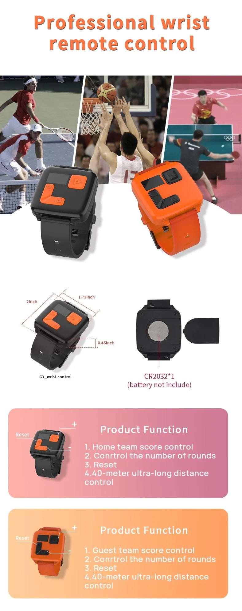 Tablero de puntuación de partido de entrenamiento de tenis profesional portátil, marcador Digital de cancha de Padel electrónica LED con Control de muñeca