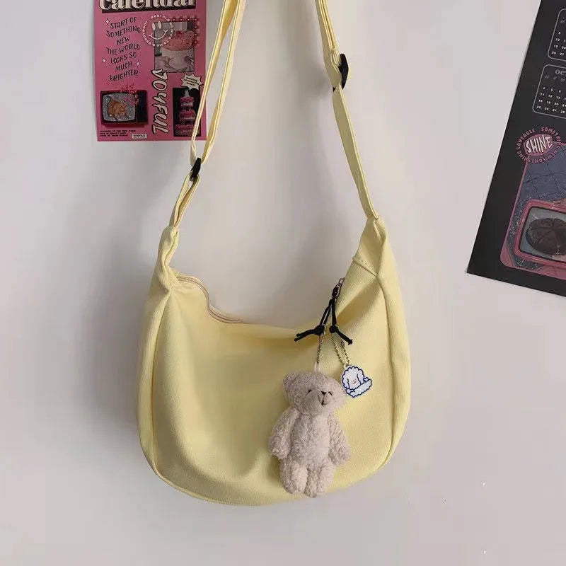 Bolso de hombro sólido Harajuku para mujer, bolsos multifunción simples que combinan con todo, bolsos cruzados de gran capacidad, monedero para adolescentes