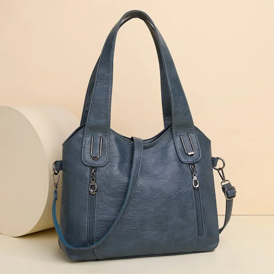 Bolsos de mano de Color sólido a la moda para mujer, bolso de mano de cuero suave, bolsos cruzados grandes informales para mujer, nuevas bolsas de mensajero de hombro