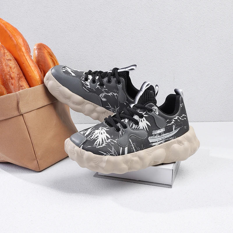 Zapatos para Hombre, Nuevas Zapatillas Deportivas Beige de Caña Alta, Zapatos Gruesos para Hombre, Aumentan la Estatura, Moda Casual, Tallas Grandes, Zapatos de Tenis con Amortiguación