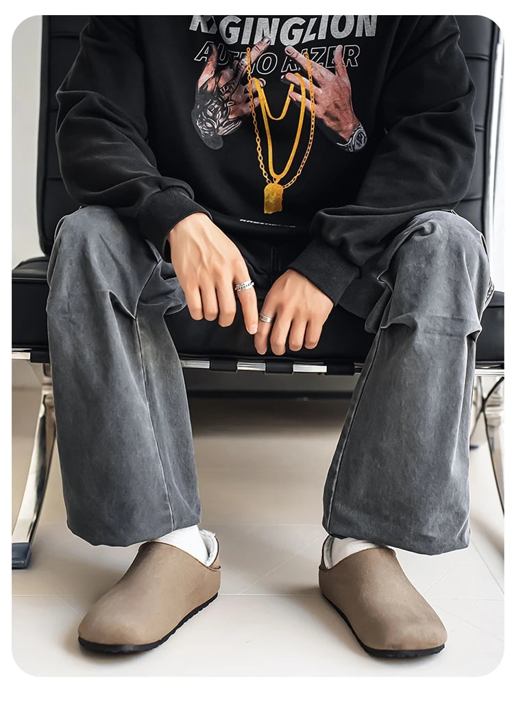 2025 zuecos de moda, zapatillas para hombre, zapatillas planas informales para exteriores, cómodas zapatillas de gamuza de suela gruesa, zapatos de playa antideslizantes para mujer