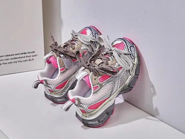 Zapatillas de deporte para niños gruesas 2025, nuevos zapatos de baloncesto para niñas, zapatos deportivos informales versátiles a la moda para niños para la escuela, transpirables