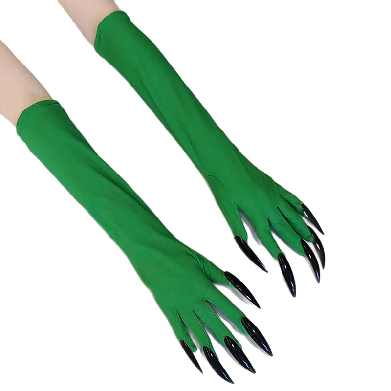 Manoplas elásticas de uñas largas con garra de miedo para mujer, guantes con garras de fantasma del diablo negro para Halloween, disfraz de actuación de Cosplay para fiesta, 43cm