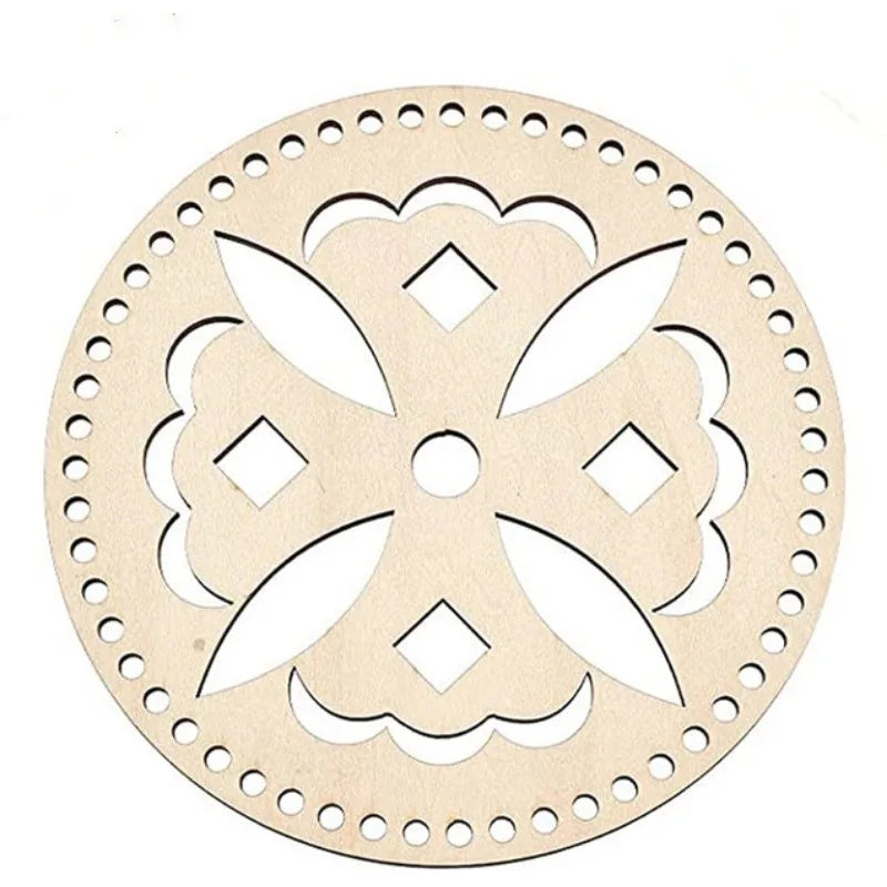 6 uds DIY parte inferior de cesta de madera Natural cesta de ganchillo hueca Base de madera para bolsa de tejer fondo artesanía hacer cesta tejida