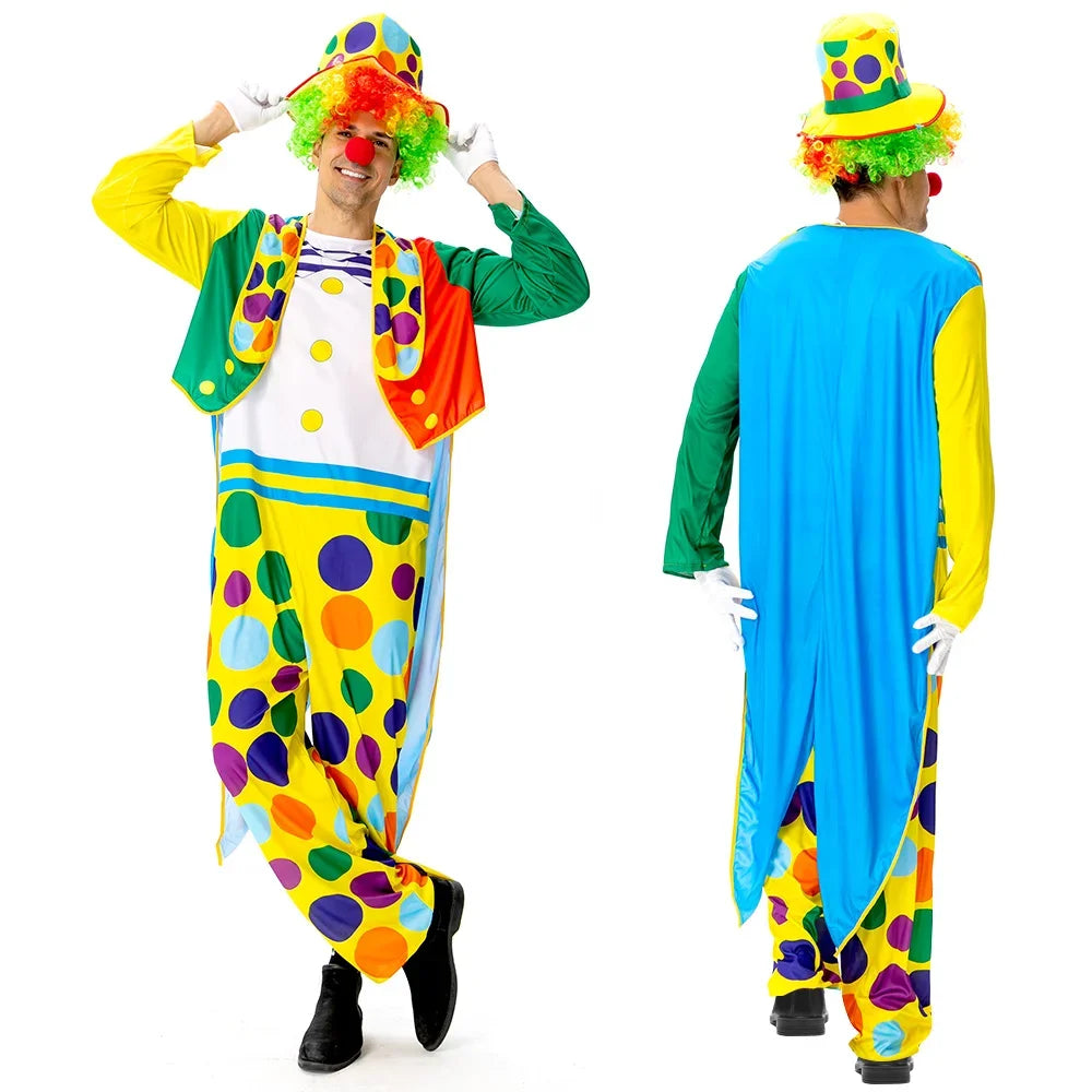 Disfraces de payaso para adultos de Halloween, disfraces de espectáculo de mascarade sur scène, payaso de cirque, juego magia, espectacl