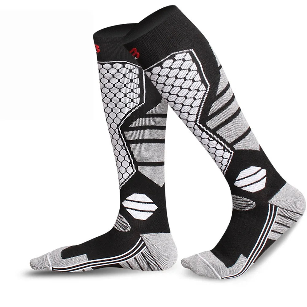 Calcetines de esquí cálidos para invierno, calcetines de compresión transpirables y gruesos antideslizantes para Snowboard, calcetines térmicos que absorben la humedad hasta la rodilla