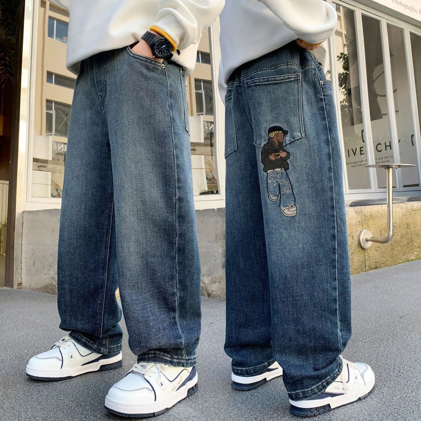 Pantalones vaqueros de Color puro para niños adolescentes, ropa para bebés, pantalones clásicos, ropa vaquera para niños, pantalones largos, pantalones casuales para niños de 4 a 12 años