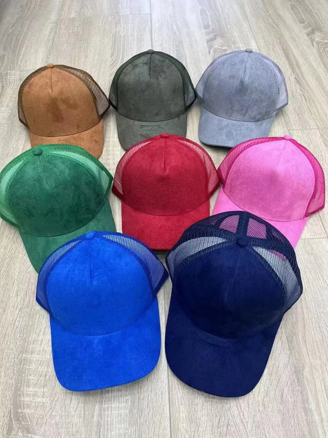 Gorra de béisbol de 1 pieza para hombre, gorra de camionero de gamuza de malla de 5 paneles, gorros para deportes al aire libre para primavera y verano para mujer, gorros de Color sólido