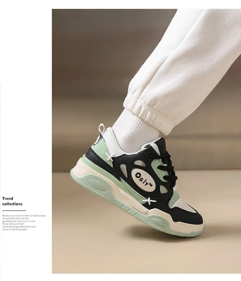 Zapatillas de deporte gruesas para hombre, zapatos de suela suave para correr, informales, de cuero de microfibra, transpirables, con plataforma aumentada de altura