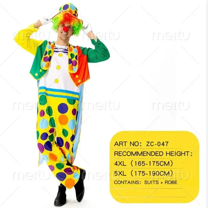 Disfraces de payaso para adultos de Halloween, disfraces de espectáculo de mascarade sur scène, payaso de cirque, juego magia, espectacl
