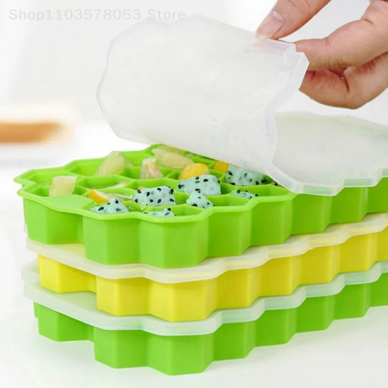 Molde de silicona para albóndigas de 37 rejillas con tapa, fabricante de bolas de arroz en forma de panal, bolas de pescado, molde para bolas de carne, herramientas para carne, accesorios de cocina