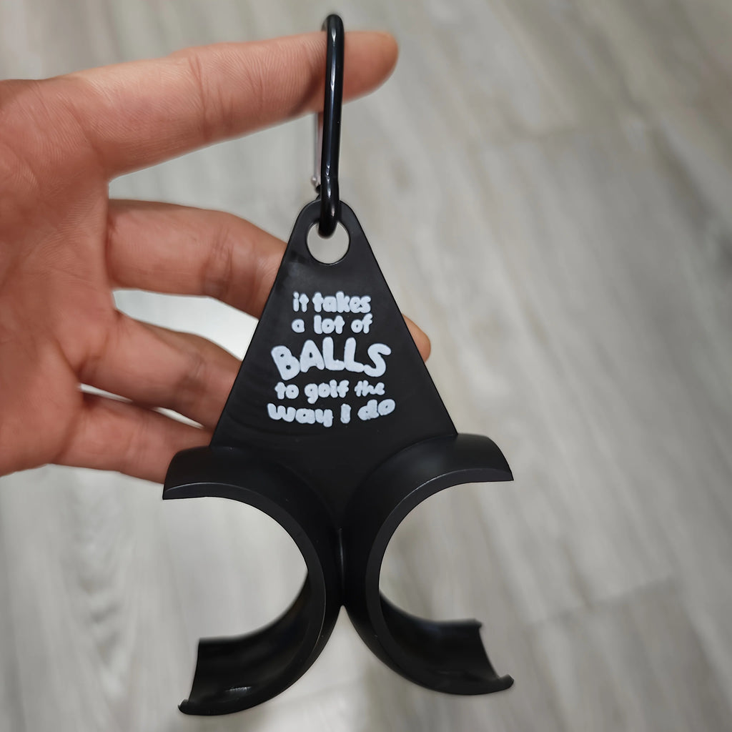 Soporte para pelota de golf, mosquetón/anillo de hebilla, opciones, parodia de plástico y Metal, estante para tee, regalo de mordaza para golfistas, accesorios para bolsas, diseño novedoso