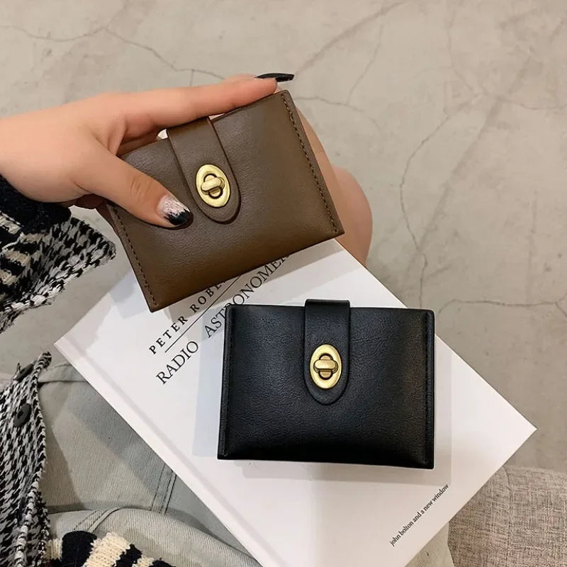 Cartera corta para Mujer Negro Marrón Minimalista Versátil Bolsas para tarjetas compactas Monedero Monedero Mujer Billetera