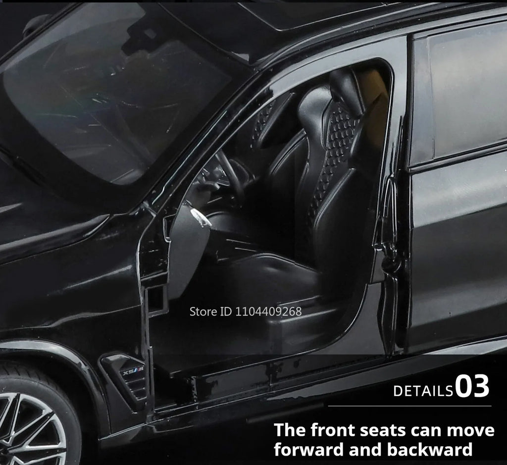 Modelo de coche X5M de gran tamaño 1:18, cuerpo de aleación de juguete, neumáticos de goma, tobogán hacia adelante, absorción de impacto, modelos de vehículos, adornos de escritorio