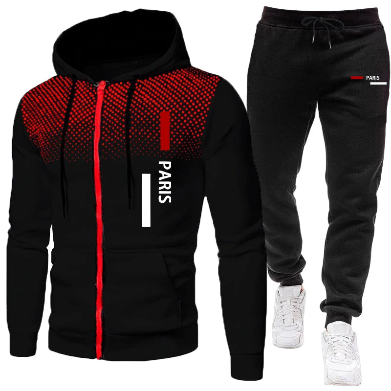 Ropa deportiva para hombre, sudadera con capucha y pantalones de chándal, sudadera deportiva informal urbana con cremallera, traje para correr, trajes de entrenamiento de otoño/invierno
